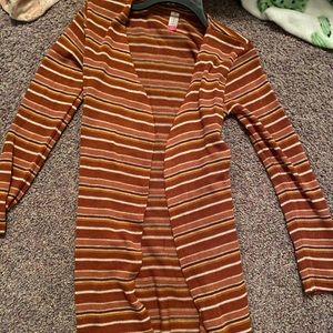 long stripped cardigan